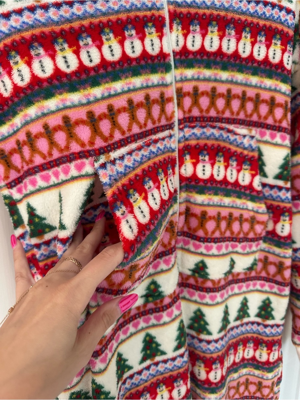 Forever 21 Multicolor Holiday Festive Fleece Zip-Up Onesie Size S - Picture 3 of 8